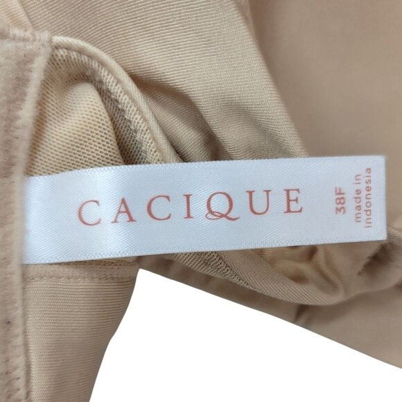 Cacique Comfort Bliss Lightly Lined Max Coverage Bra Tan 38F Underwire Wide Adj - Picture 8 of 14